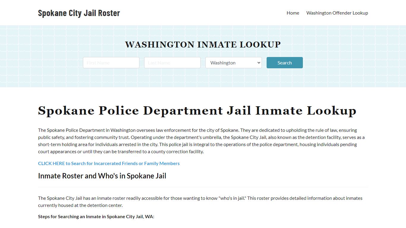 Spokane Police Department & City Jail, WA Inmate Roster, Arrests, Mugshots